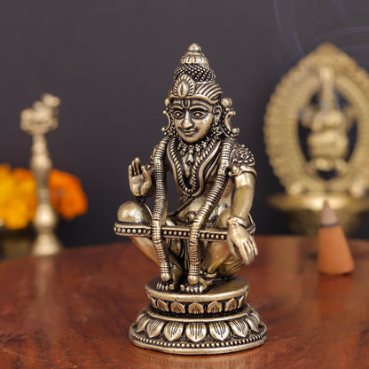 Brass Superfine Ayyappa Swamy Idol 3.5 Inch by vendor-unknown - Hindu Gods (View 4)