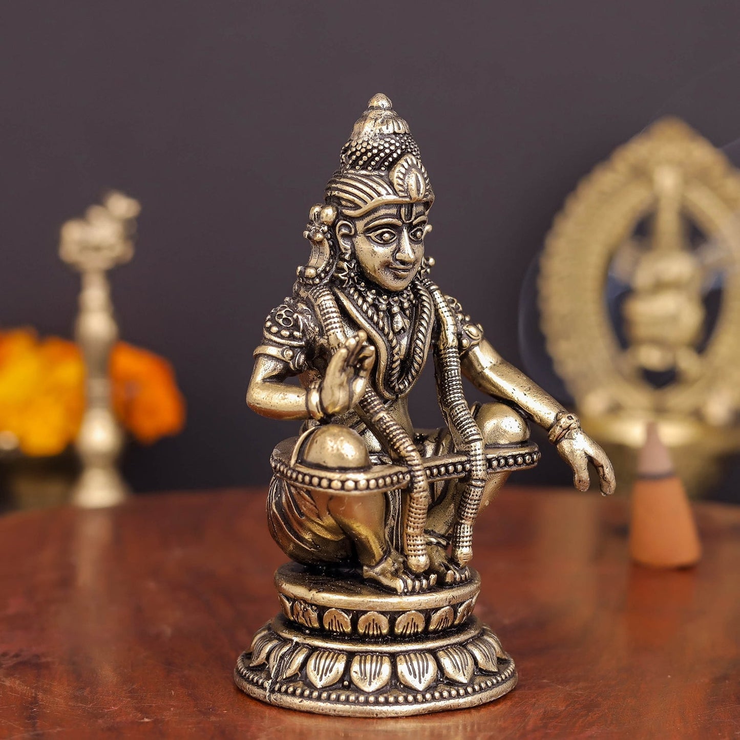 Brass Superfine Ayyappa Swamy Idol 3.5 Inch