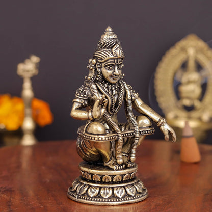 Brass Superfine Ayyappa Swamy Idol 3.5 Inch by vendor-unknown - Hindu Gods (View 5)