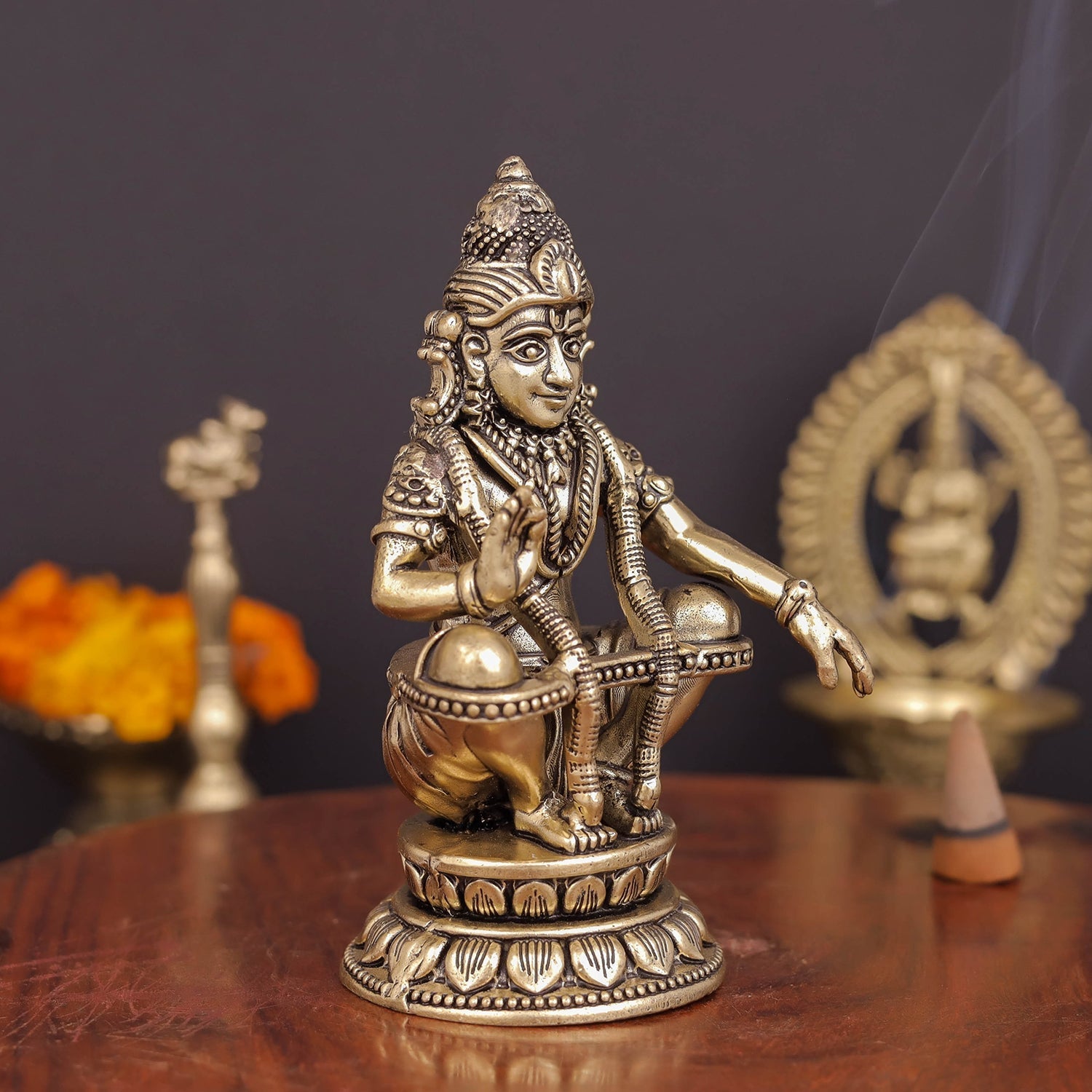 Brass Superfine Ayyappa Swamy Idol For Home Decor 4 Inch - Image 5