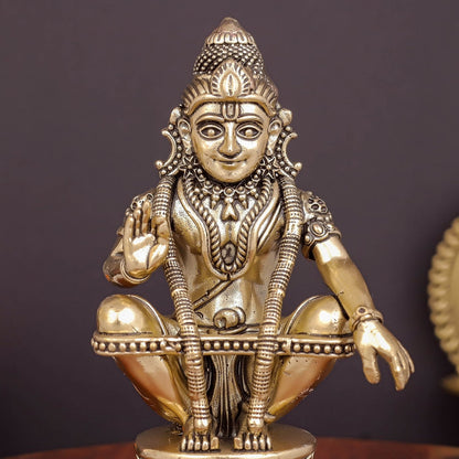 Brass Superfine Ayyappa Swamy Idol For Home Temple Decor 5 Inch by vendor-unknown - Hindu Gods (View 2)
