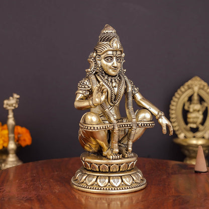 Brass Superfine Ayyappa Swamy Idol For Home Temple Decor 5 Inch by vendor-unknown - Hindu Gods (View 5)