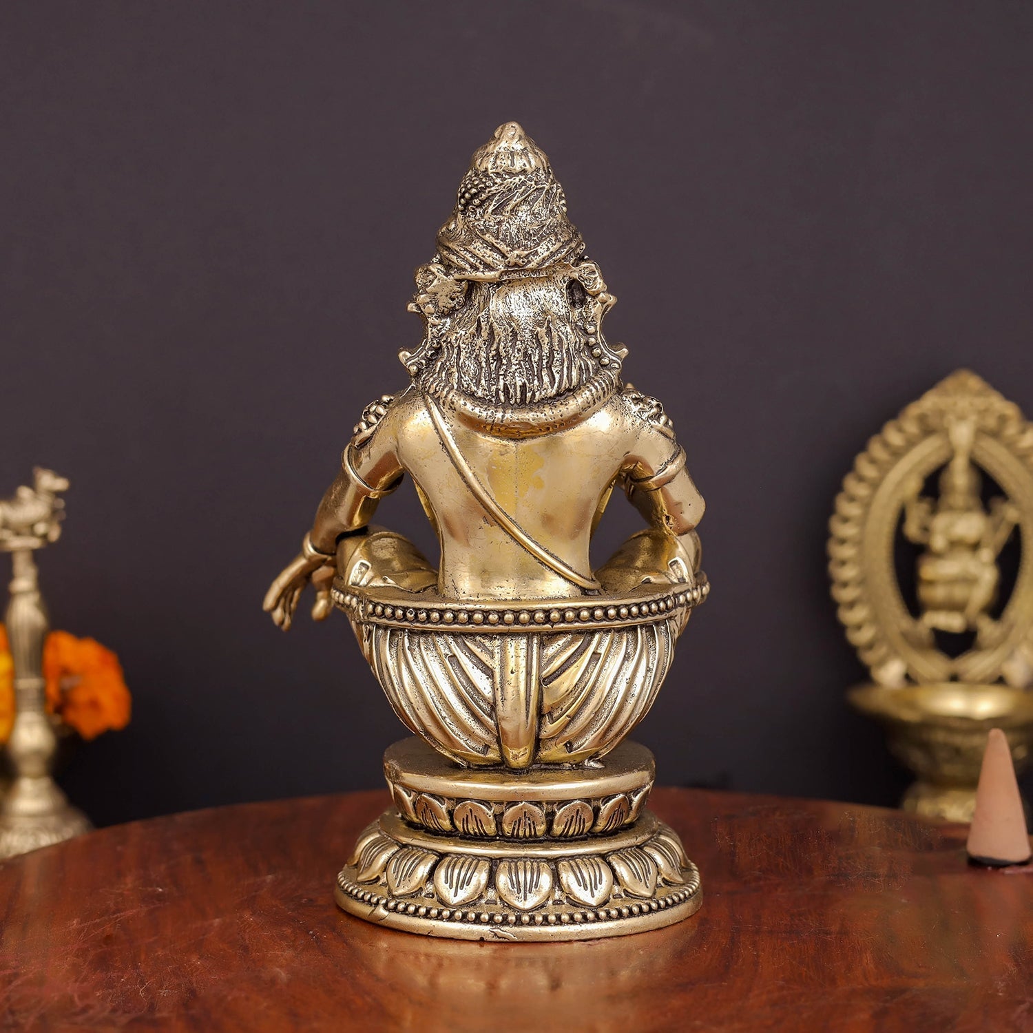 Brass Superfine Ayyappa Swamy Idol For Home Temple Decor 5 Inch - Image 6