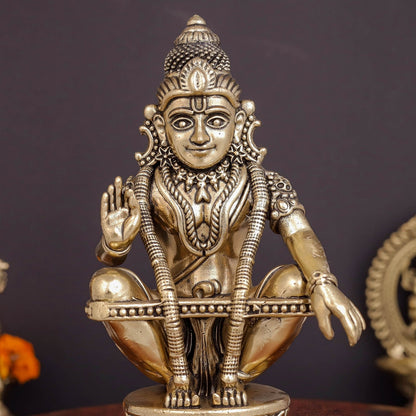 Brass Superfine Ayyappa Swamy Idol 6 Inches by vendor-unknown - Hindu Gods (View 2)