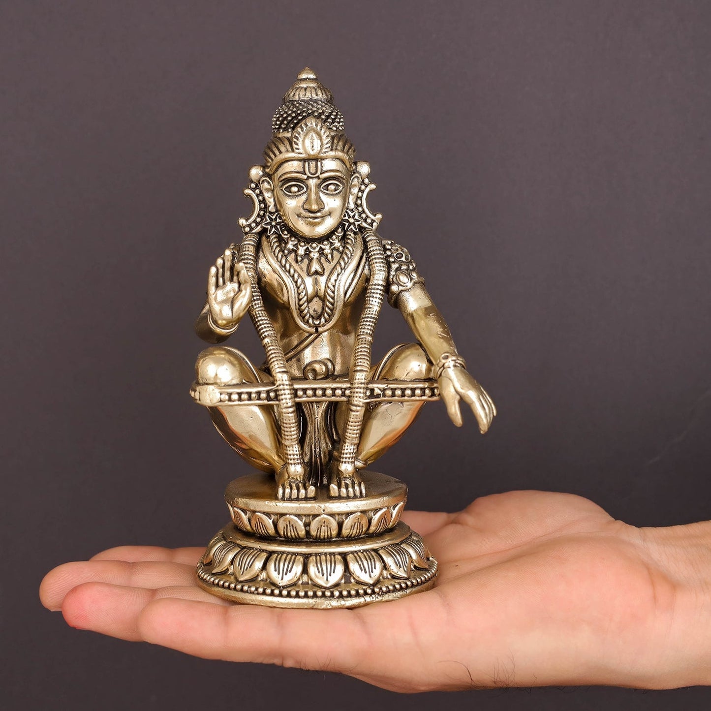 Brass Superfine Ayyappa Swamy Idol 6 Inches
