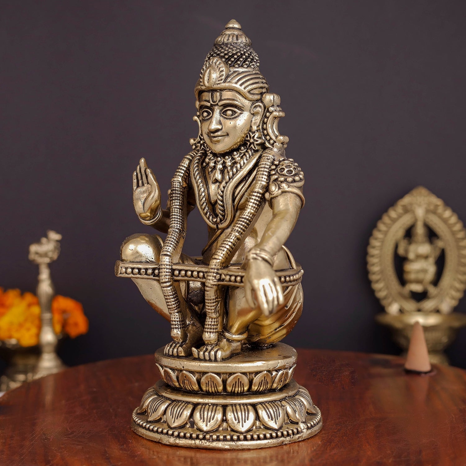 Brass Superfine Ayyappa Swamy Idol 6 Inches - Image 5