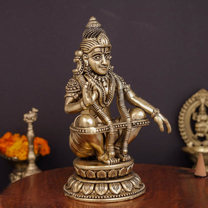 Brass Superfine Ayyappa Swamy Idol 6 Inches by vendor-unknown - Hindu Gods (View 4)