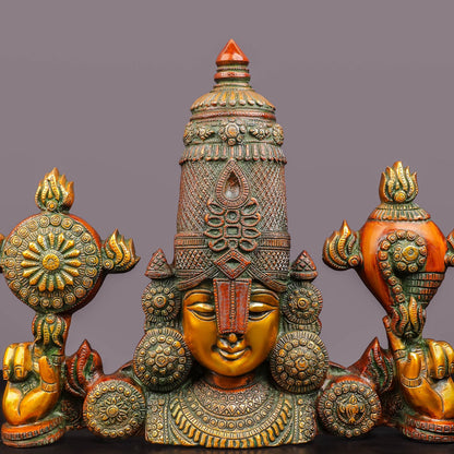 Brass Lord Venkateshwara Tirupati Balaji Face Wall Hanging 20 Inch by vendor-unknown - Hindu Gods (View 2)