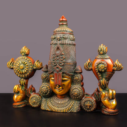 Brass Lord Venkateshwara Tirupati Balaji Face Wall Hanging 20 Inch by vendor-unknown - Hindu Gods (View 3)
