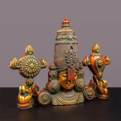 Brass Lord Venkateshwara Tirupati Balaji Face Wall Hanging 20 Inch by vendor-unknown - Hindu Gods (View 4)