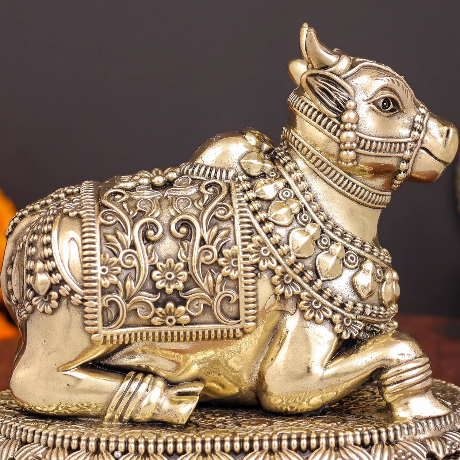 Brass Antique Nandi Statue 5" - Image 2