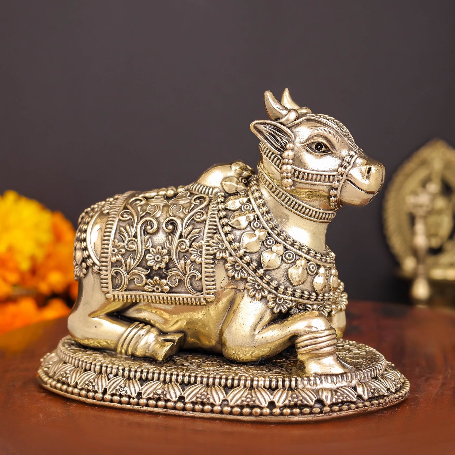 Brass Antique Nandi Statue 5" - Image 4