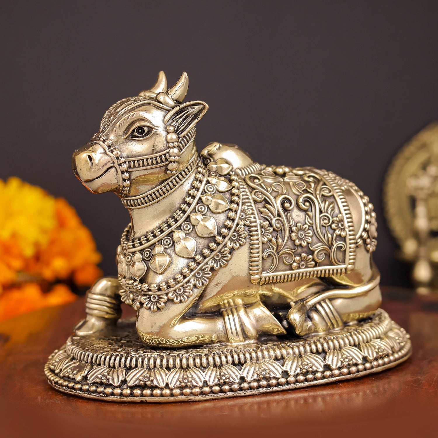 Brass Antique Nandi Statue 5" - Image 5