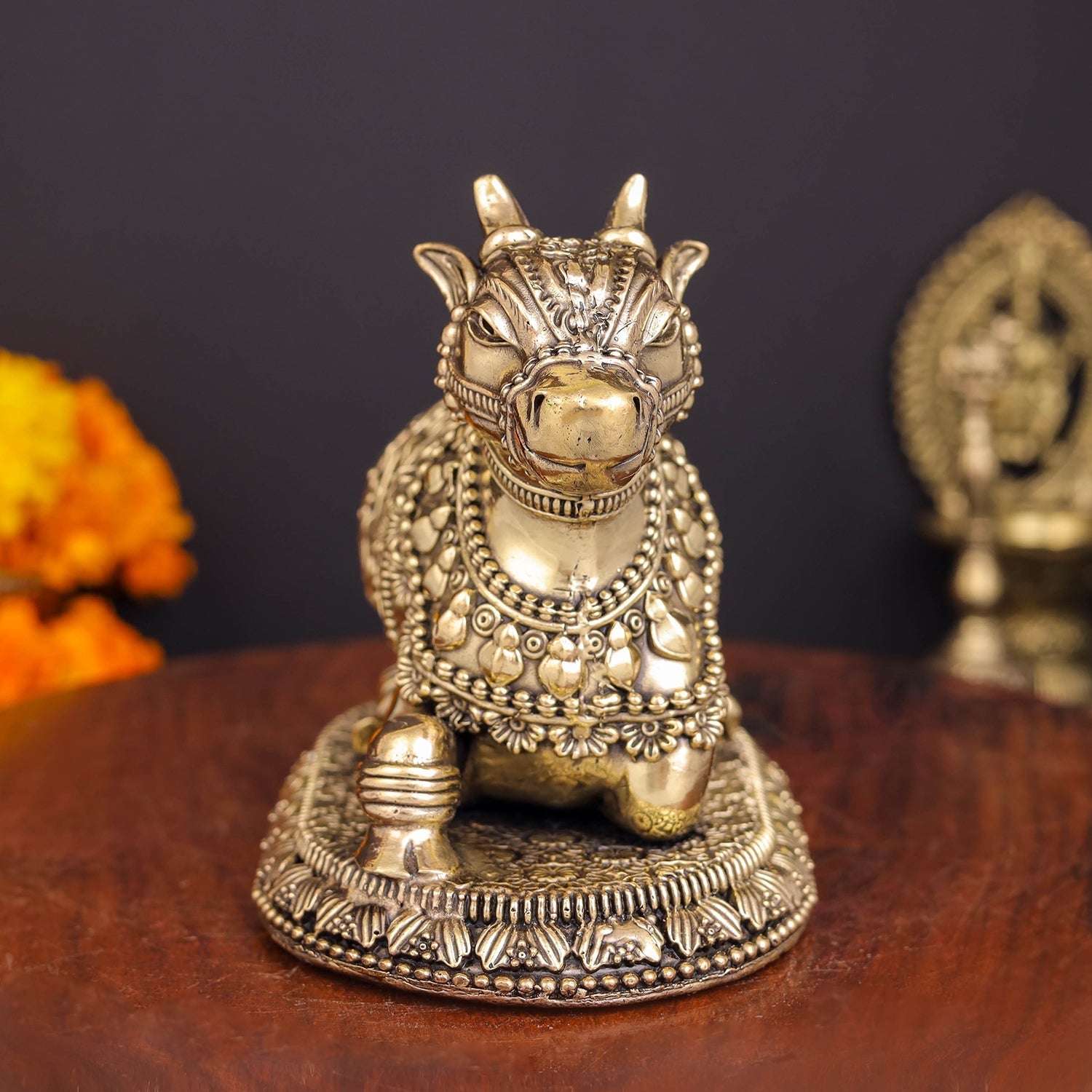 Brass Antique Nandi Statue 5" - Image 7