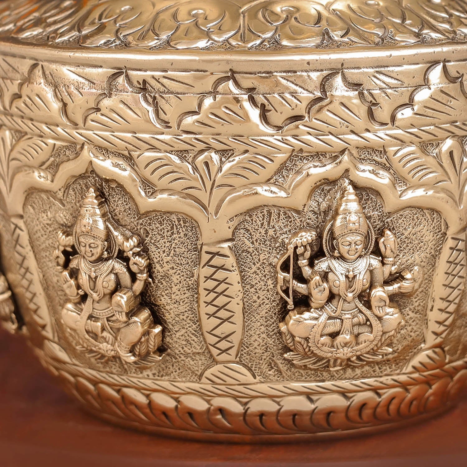 Brass Superfine Ashtalakshmi Kalash Handcrafted Divine Pot 4.5 Inches - Image 2