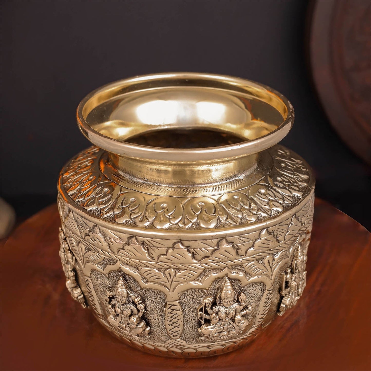 Brass Superfine Ashtalakshmi Kalash Handcrafted Divine Pot 4.5 Inches