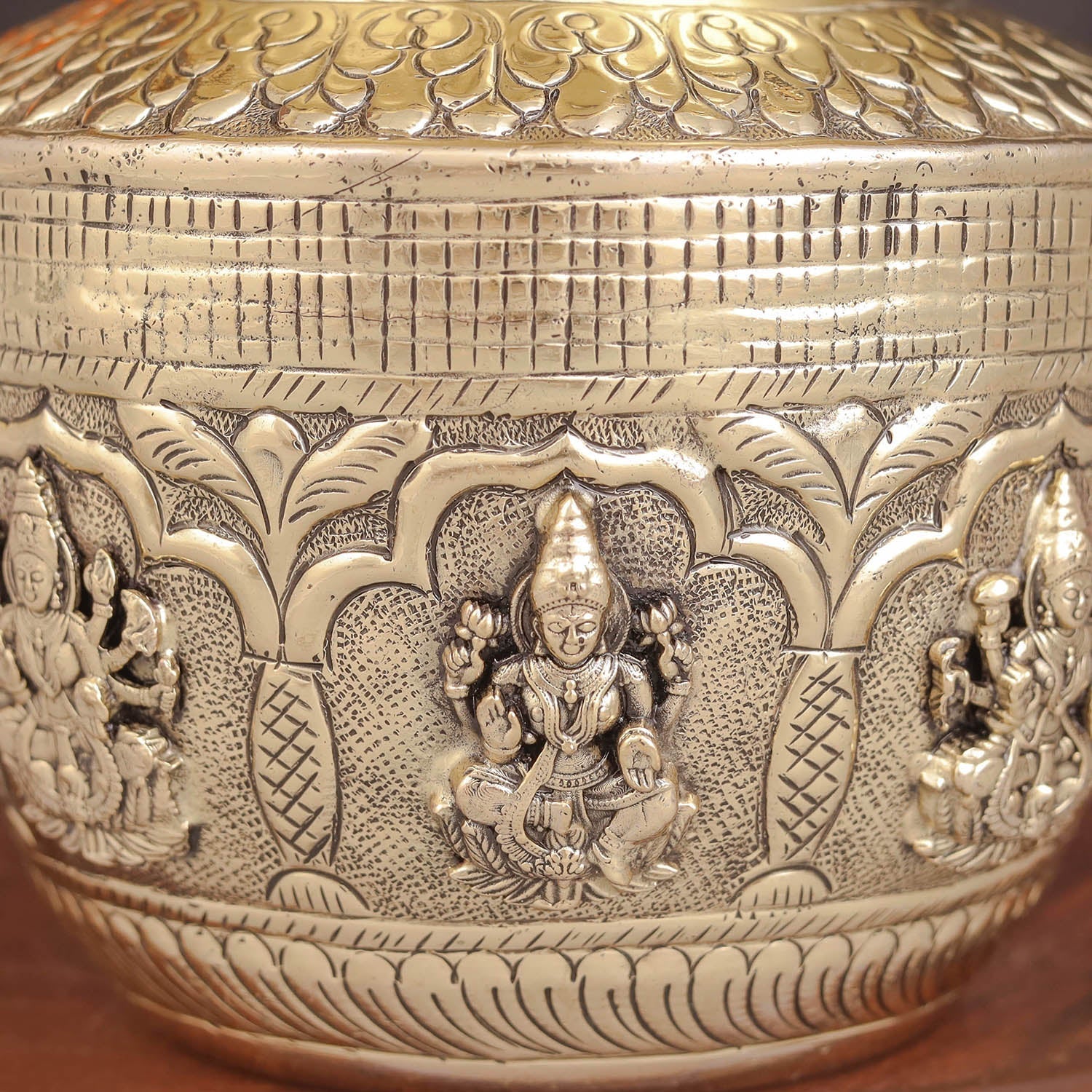 Brass Superfine Ashtalakshmi Kalash Intricately Handcrafted 5 Inches - Image 2