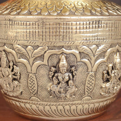 Brass Superfine Ashtalakshmi Kalash Intricately Handcrafted 5 Inches by vendor-unknown - Spiritual (View 2)