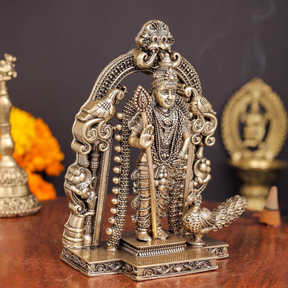 Brass Superfine Kartikeya Murugan Swamy Idol Intricately Crafted 5 Inch by vendor-unknown - Hindu Gods (View 4)