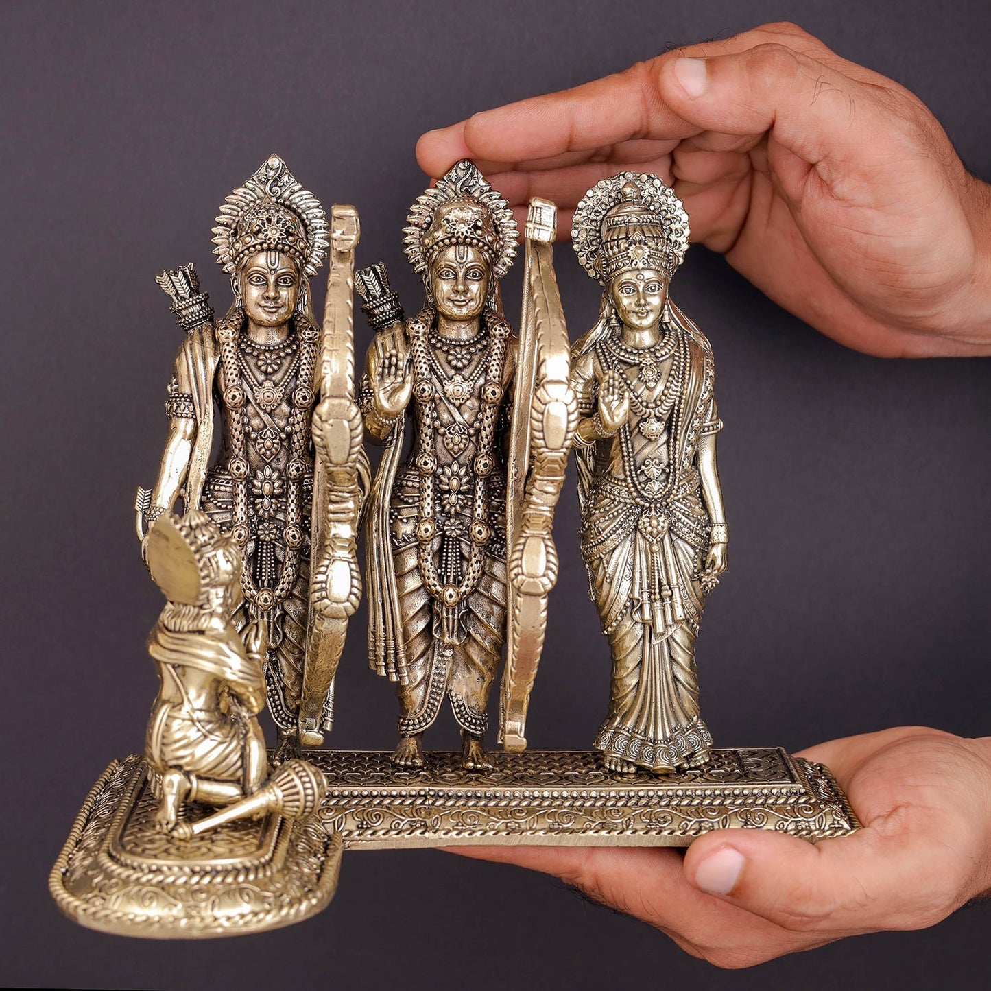 Brass Superfine Ram Darbar Idol With Intricate Carvings 7.7 Inches