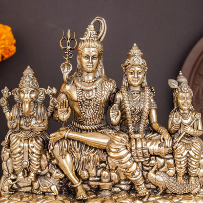 Brass Superfine Complete Shiv Parivar Idol For Home Temple Decor 7.5 Inch by vendor-unknown - Hindu Gods (View 2)