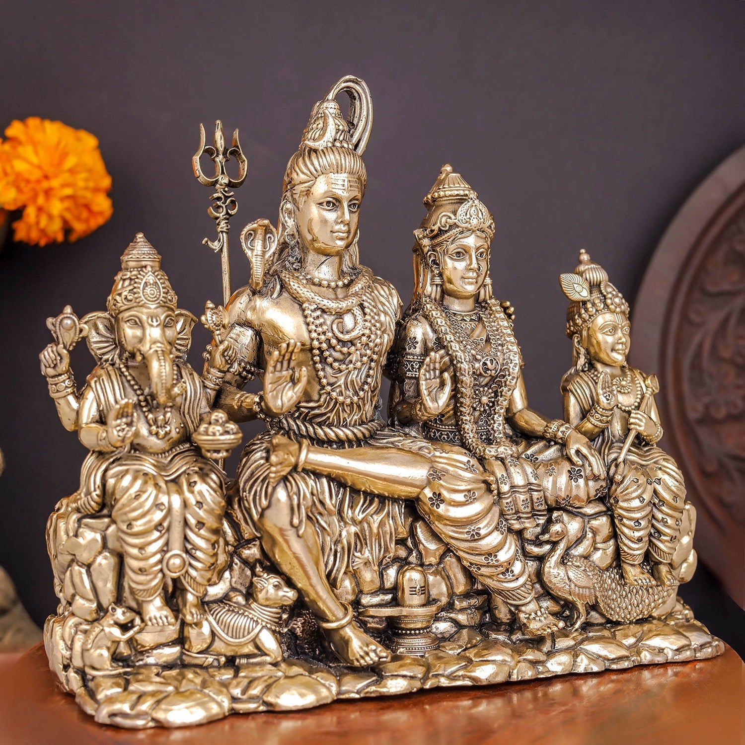 Brass Superfine Complete Shiv Parivar Idol For Home Temple Decor 7.5 Inch - Image 5