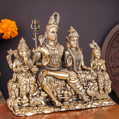 Brass Superfine Complete Shiv Parivar Idol For Home Temple Decor 7.5 Inch by vendor-unknown - Hindu Gods (View 5)