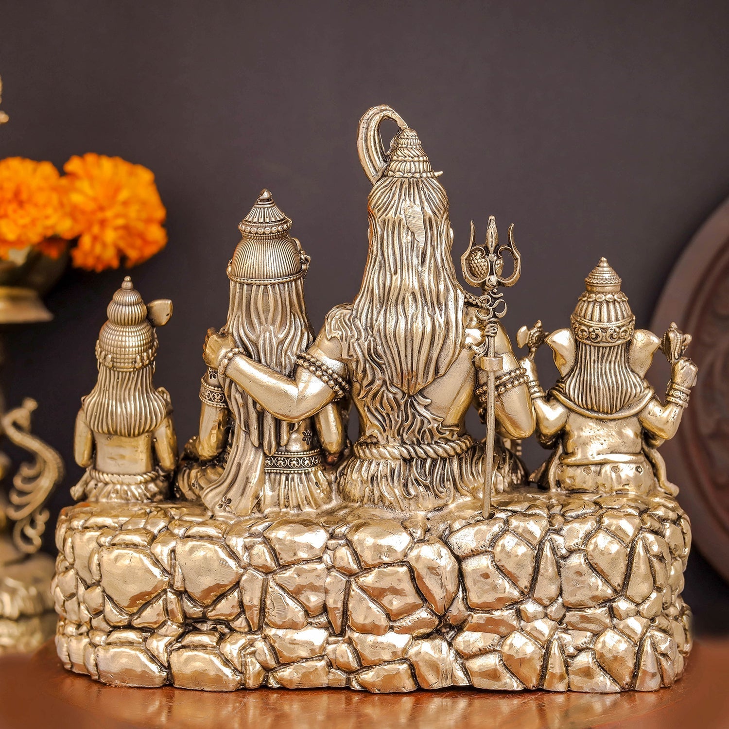Brass Superfine Complete Shiv Parivar Idol For Home Temple Decor 7.5 Inch - Image 6
