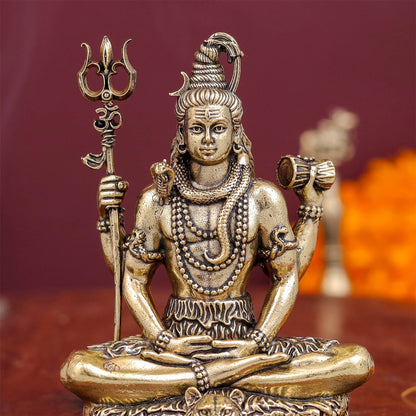 Brass Antique Lord Shiva Idol 3'' by vendor-unknown - Hindu Gods (View 2)