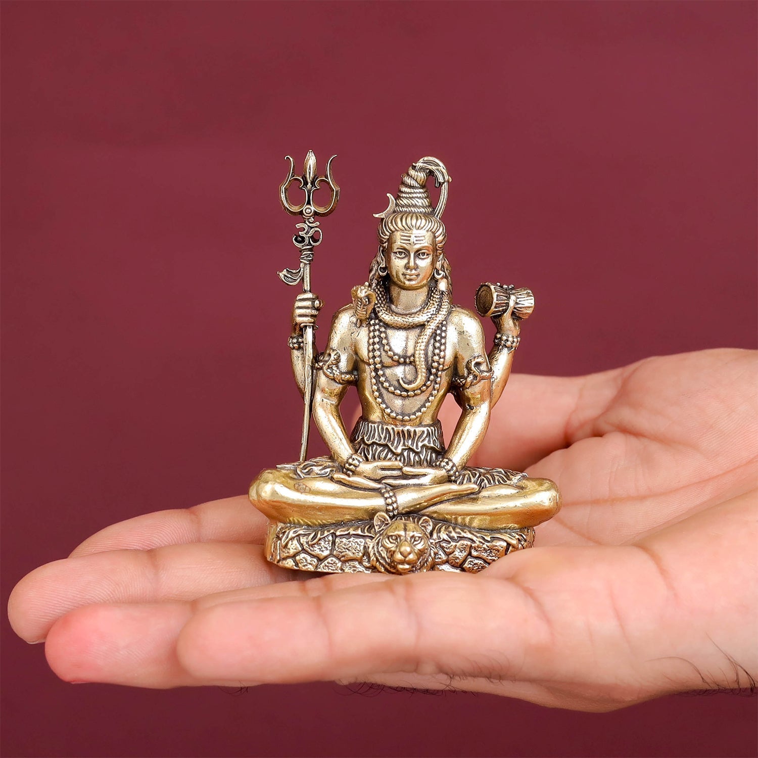 Brass Antique Lord Shiva Idol 3'' - Image 3