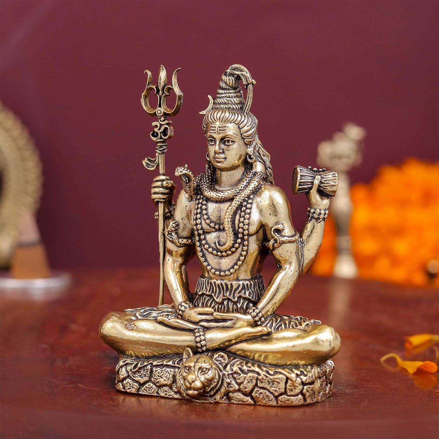 Brass Antique Lord Shiva Idol 3'' - Image 4