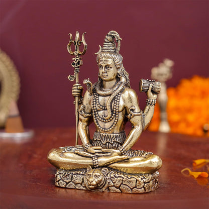 Brass Antique Lord Shiva Idol 3'' by vendor-unknown - Hindu Gods (View 4)