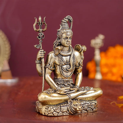Brass Antique Lord Shiva Idol 3'' by vendor-unknown - Hindu Gods (View 5)