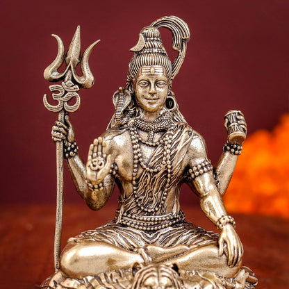 Brass Superfine Blessing Lord Shiva Idol intricate carvings 3 Inch by vendor-unknown - Hindu Gods (View 2)