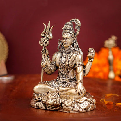 Brass Superfine Blessing Lord Shiva Idol intricate carvings 3 Inch by vendor-unknown - Hindu Gods (View 5)