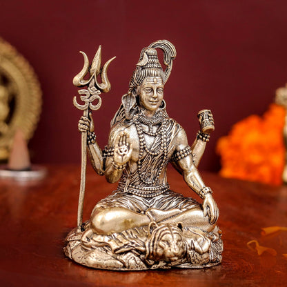 Brass Superfine Blessing Lord Shiva Idol intricate carvings 3 Inch by vendor-unknown - Hindu Gods (View 4)