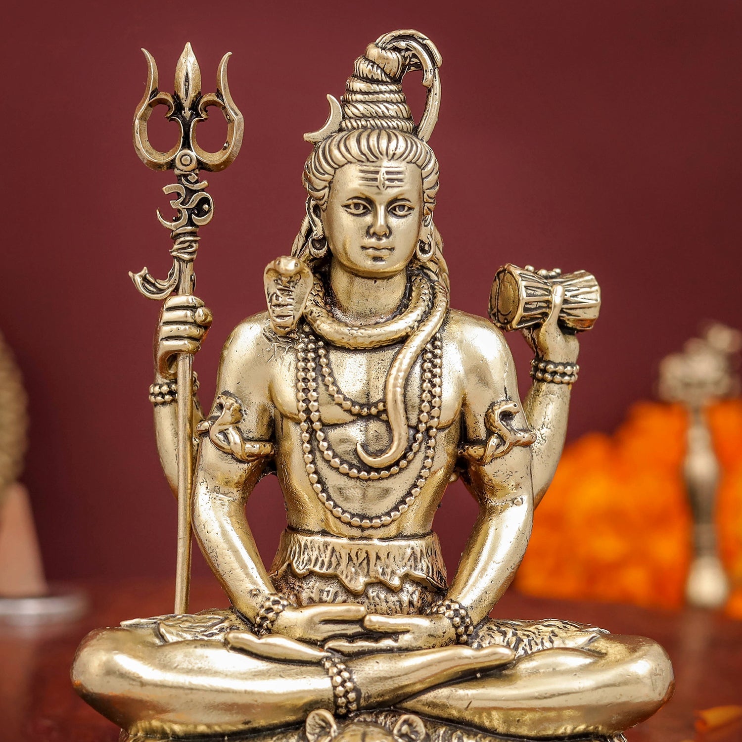 Brass Antique Lord Shiva Idol 4" - Image 2