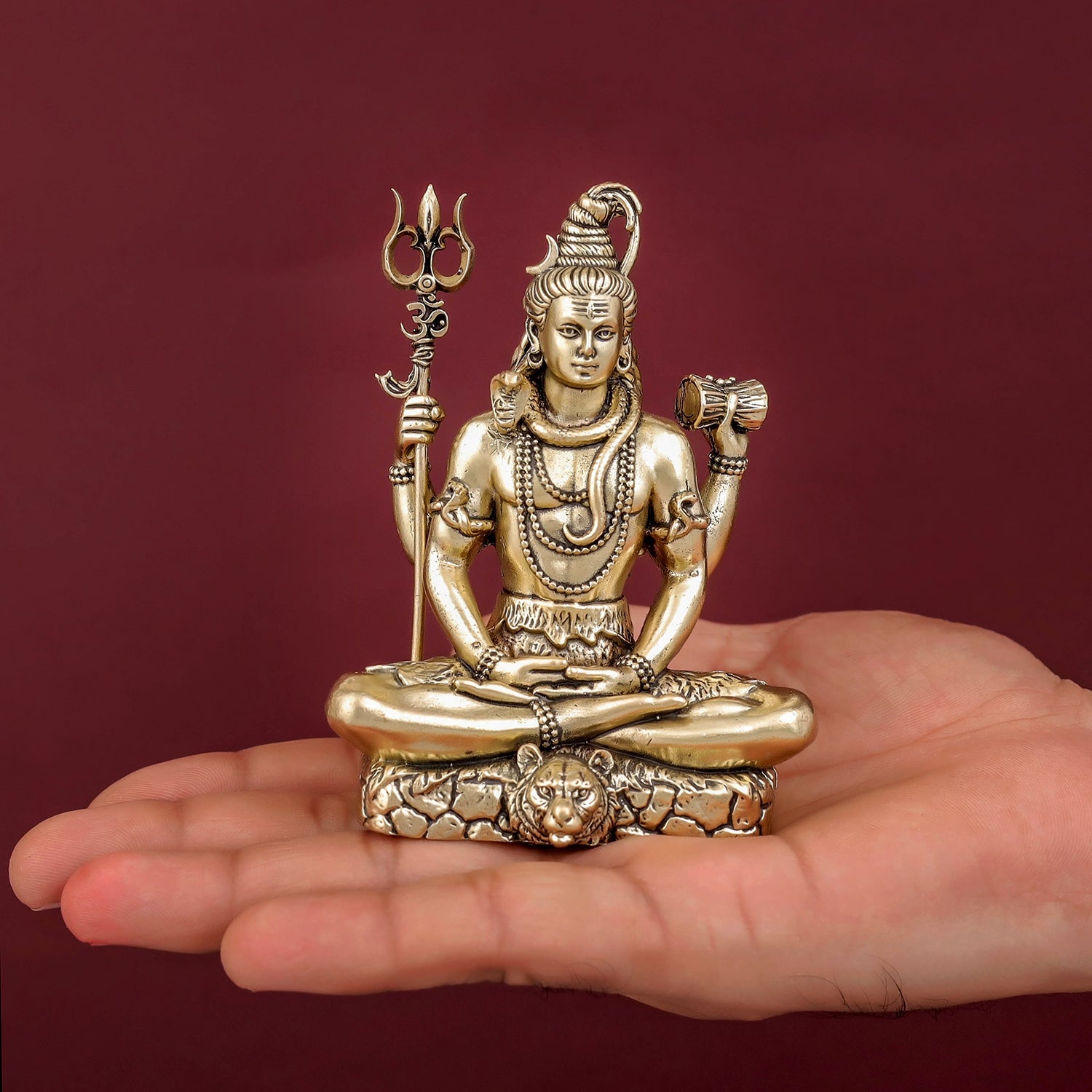 Brass Antique Lord Shiva Idol 4" - Image 3