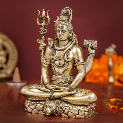 Brass Antique Lord Shiva Idol 4" by vendor-unknown - Hindu Gods (View 5)