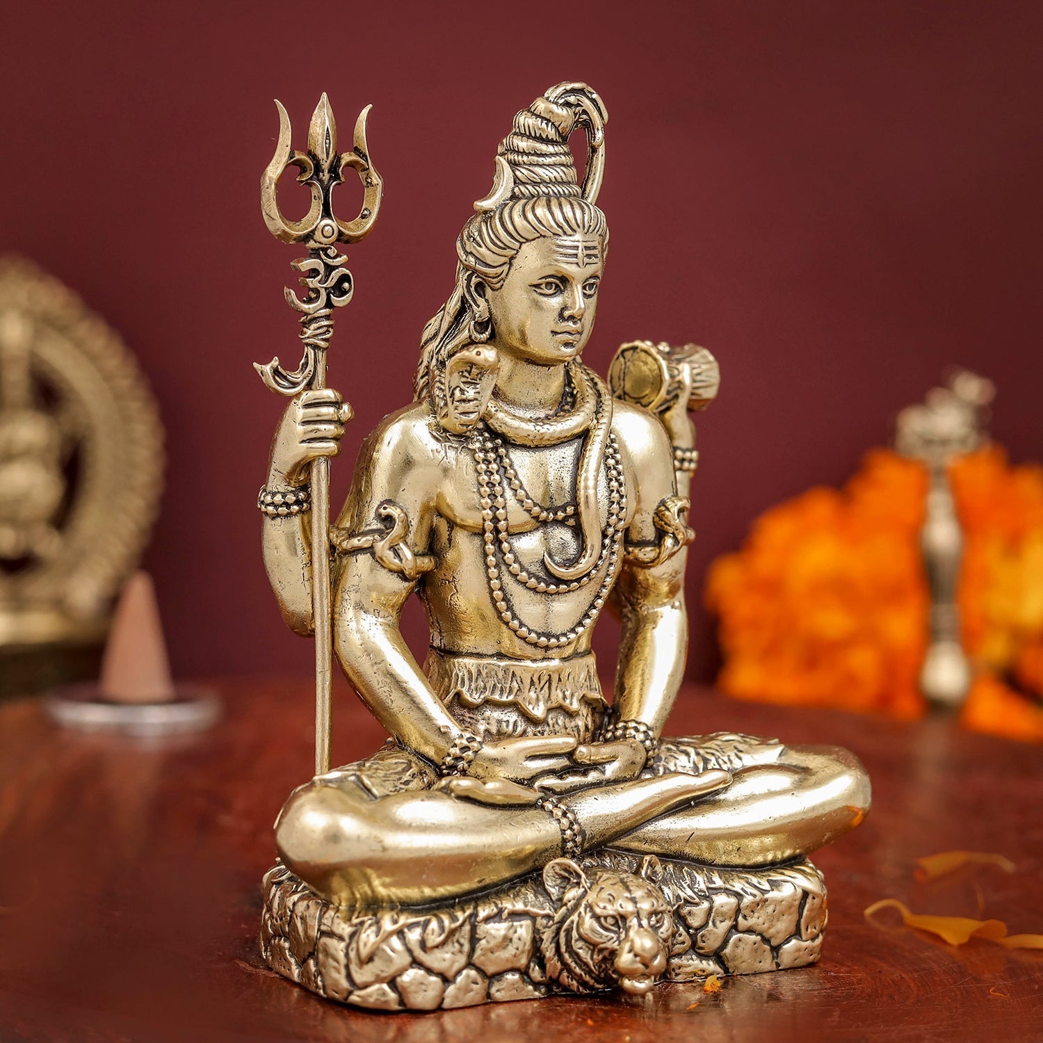 Brass Antique Lord Shiva Idol 4" - Image 4