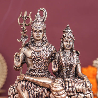 Brass Superfine Shiva Parvati Idol For Temple Decor 4 Inch by vendor-unknown - Hindu Gods (View 2)