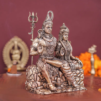 Brass Superfine Shiva Parvati Idol For Temple Decor 4 Inch by vendor-unknown - Hindu Gods (View 5)