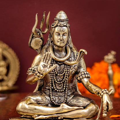 Brass Superfine Blessing Shiva Idol 4 Inch by vendor-unknown - Hindu Gods (View 2)