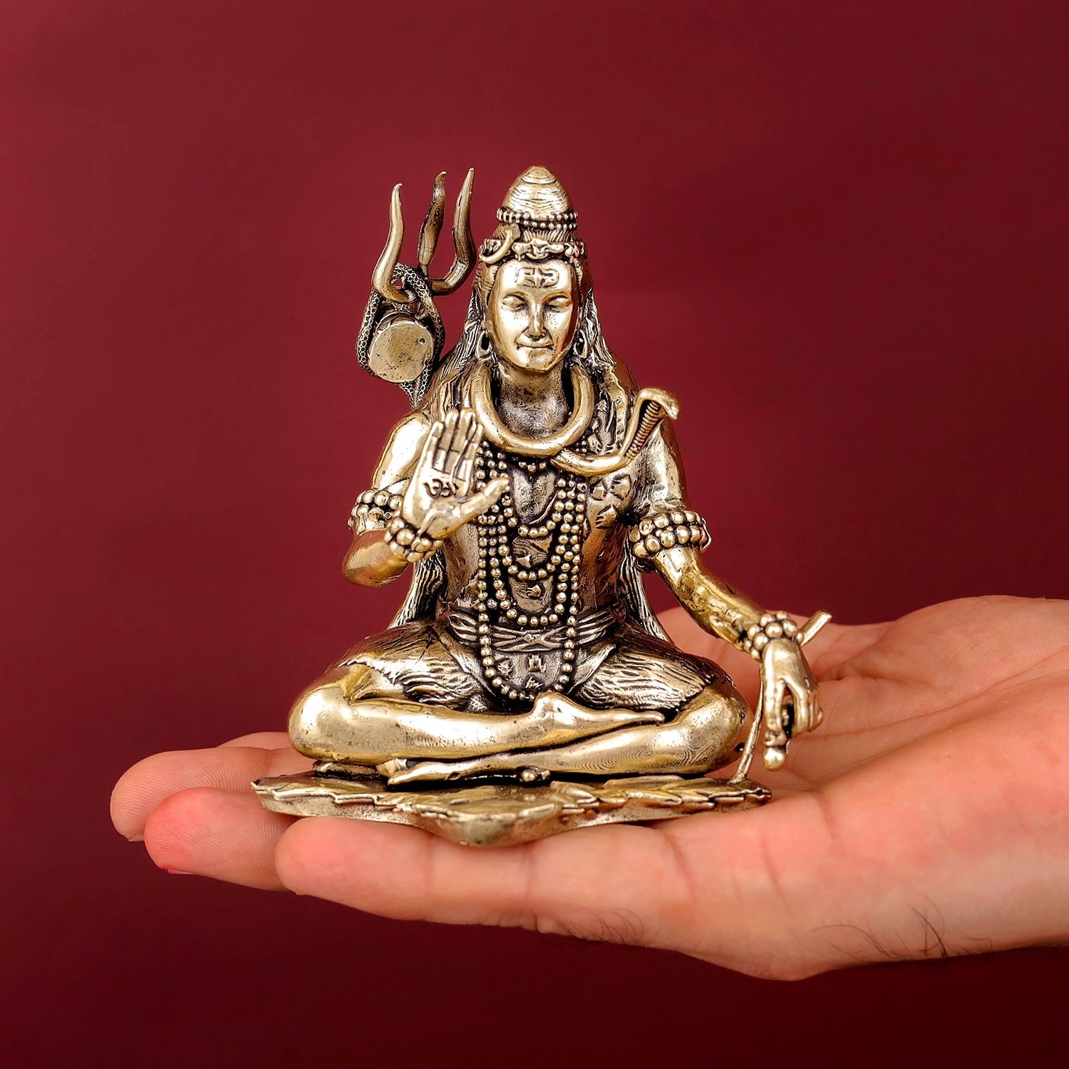Brass Superfine Blessing Shiva Idol 4 Inch - Image 3