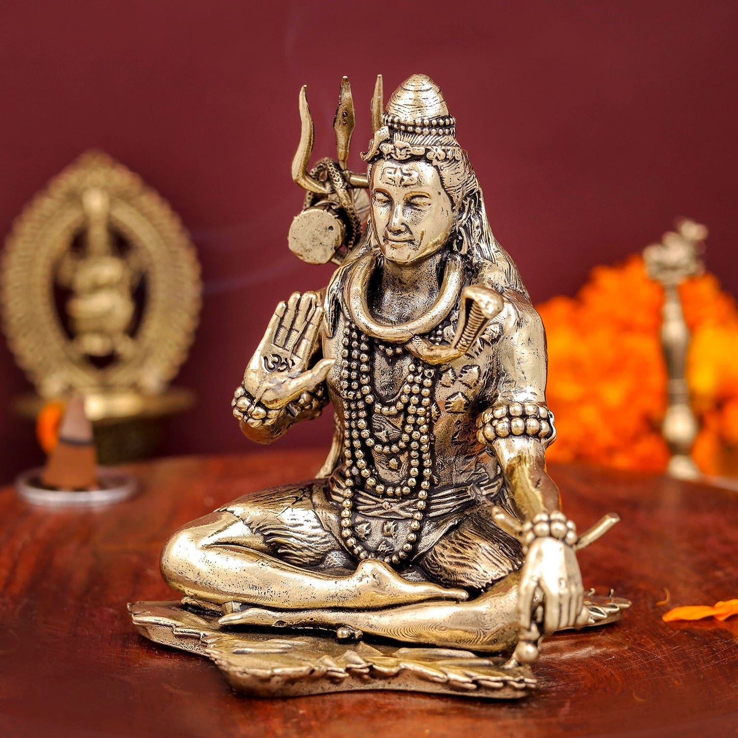 Brass Superfine Blessing Shiva Idol 4 Inch