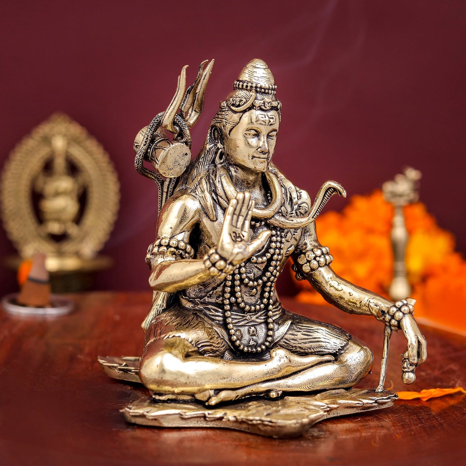 Brass Superfine Blessing Shiva Idol 4 Inch - Image 4