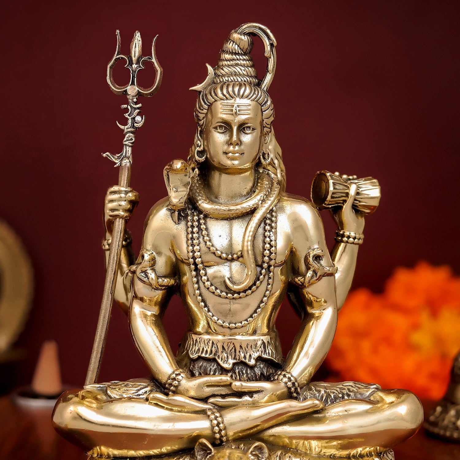 Brass Antique Lord Shiva Idol 5" - Image 2