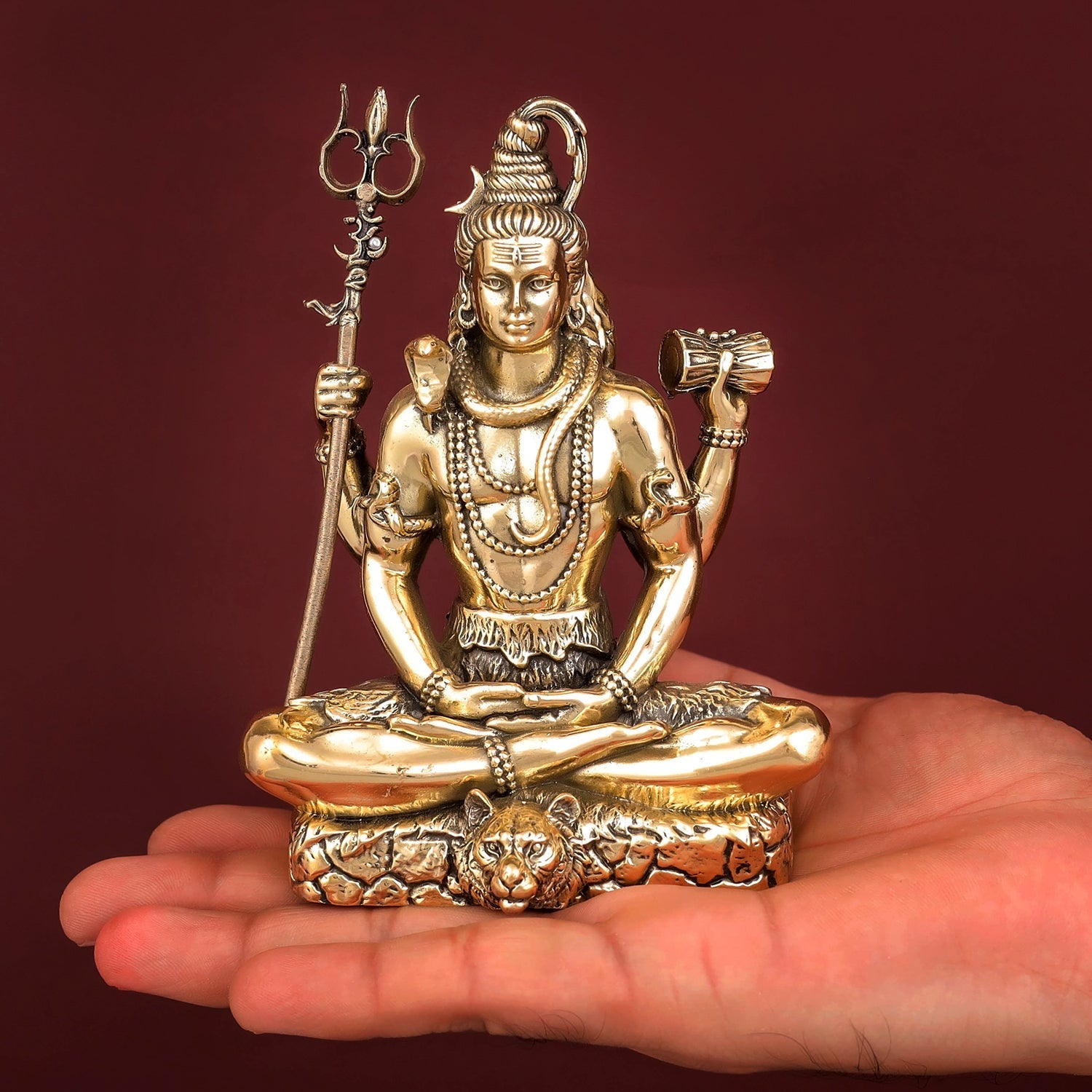 Brass Antique Lord Shiva Idol 5" - Image 3
