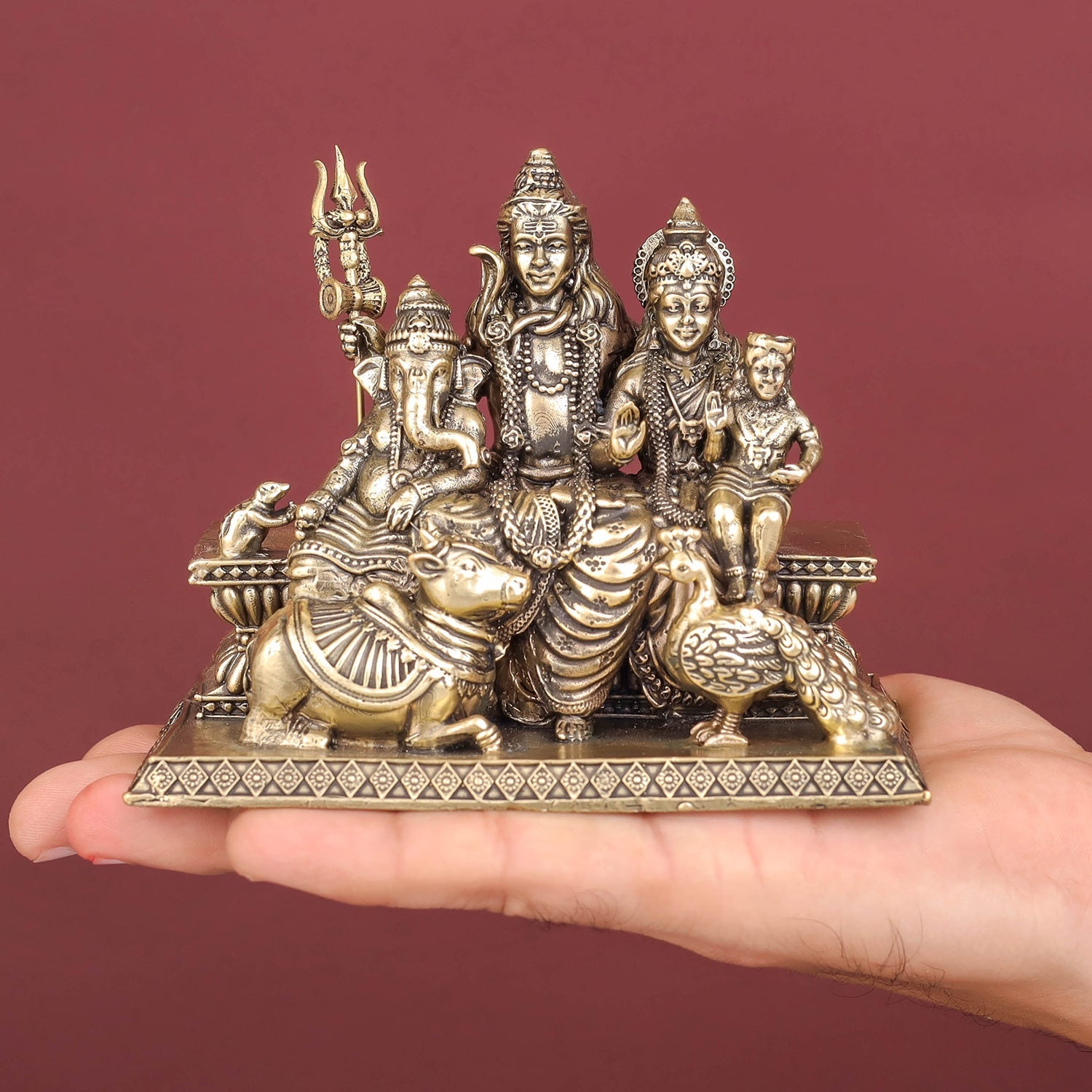Brass Superfine Complete Shiva Family Idol 4 inch - Image 3