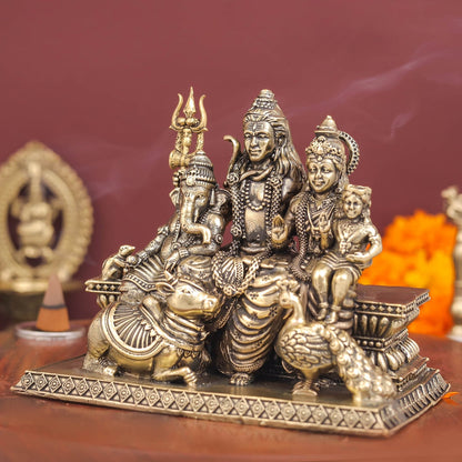 Brass Superfine Complete Shiva Family Idol 4 inch by vendor-unknown - Hindu Gods (View 4)